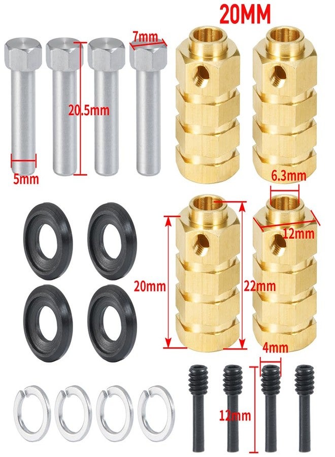 RCJUMPANT 4PCS 12mm Wheel Hubs Hex Pins Adapter-Heavy Duty Brass(5-20mm) for TRX4 TRX6 RC Crawler - Heavy Duty Wheel Spacers & Extensions (15mm) - Image 2